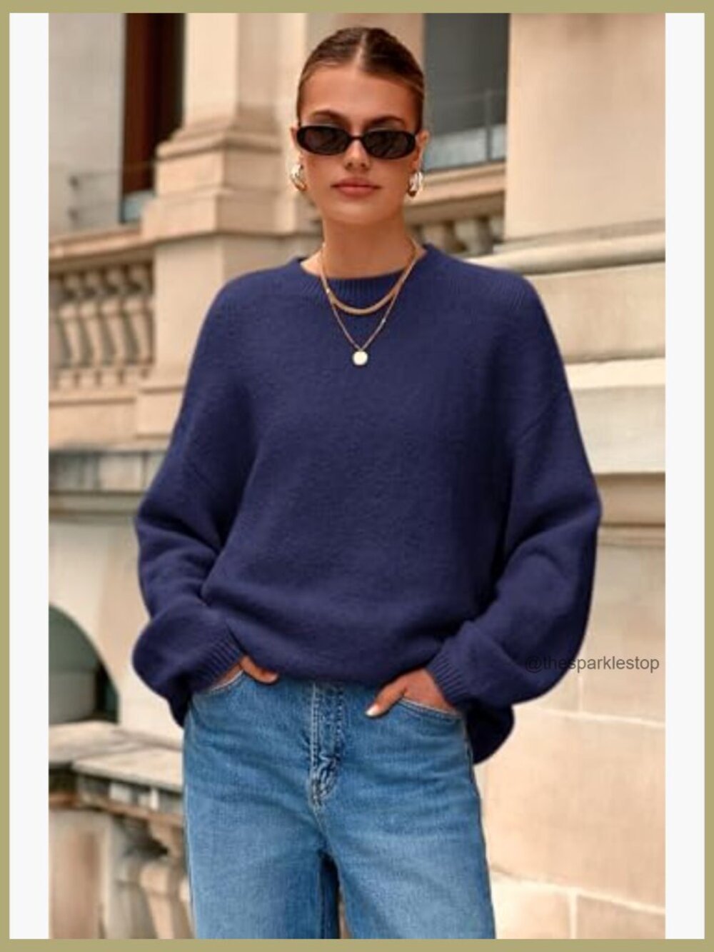 Oversized Chunky Knit Pullover Sweater Long Sleeve Crewneck - Picture 2 of 7